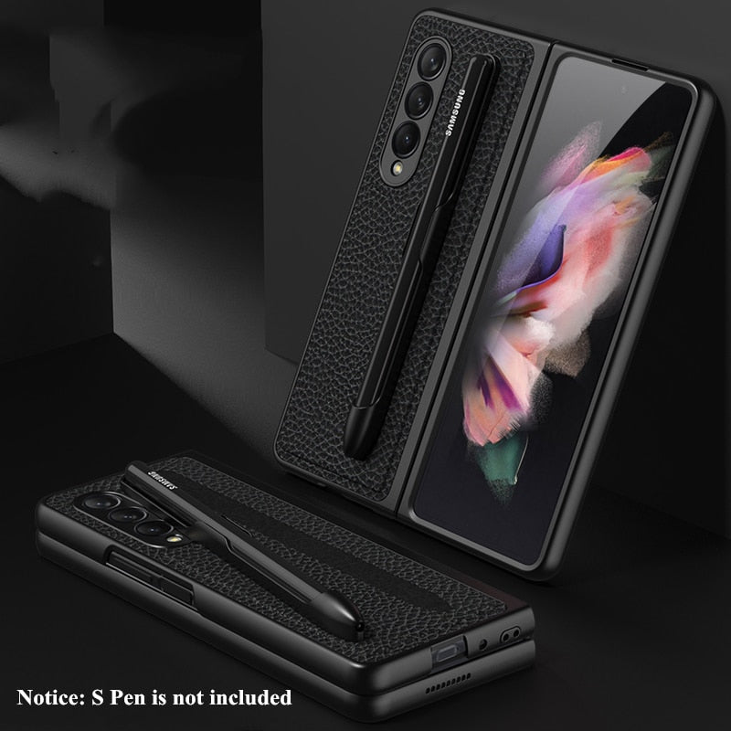 Removable Pen Holder Leather Cover For Z FOLD 4