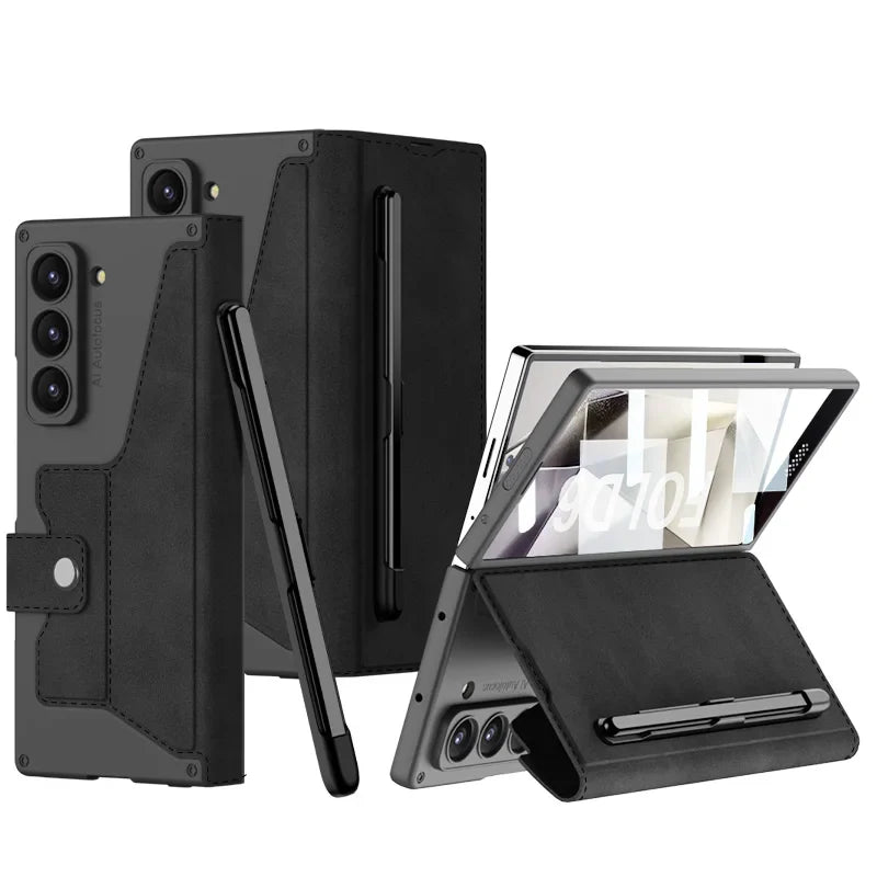 Shockproof Leather Case with Screen Protection For Samsung Galaxy Z Fold 6