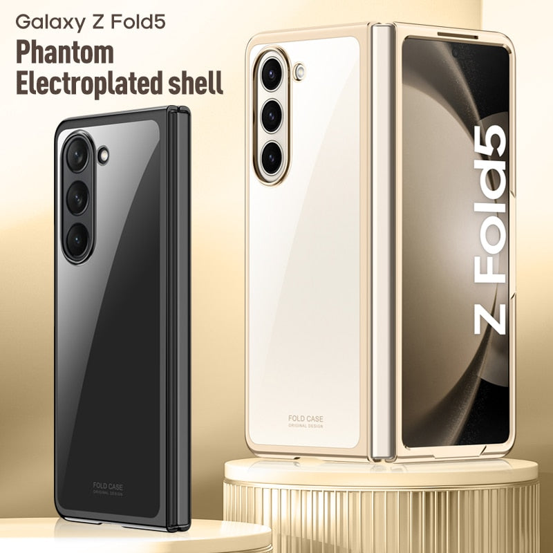 Luxury Electroplated Transparent Case For Samsung Galaxy Z Fold 5